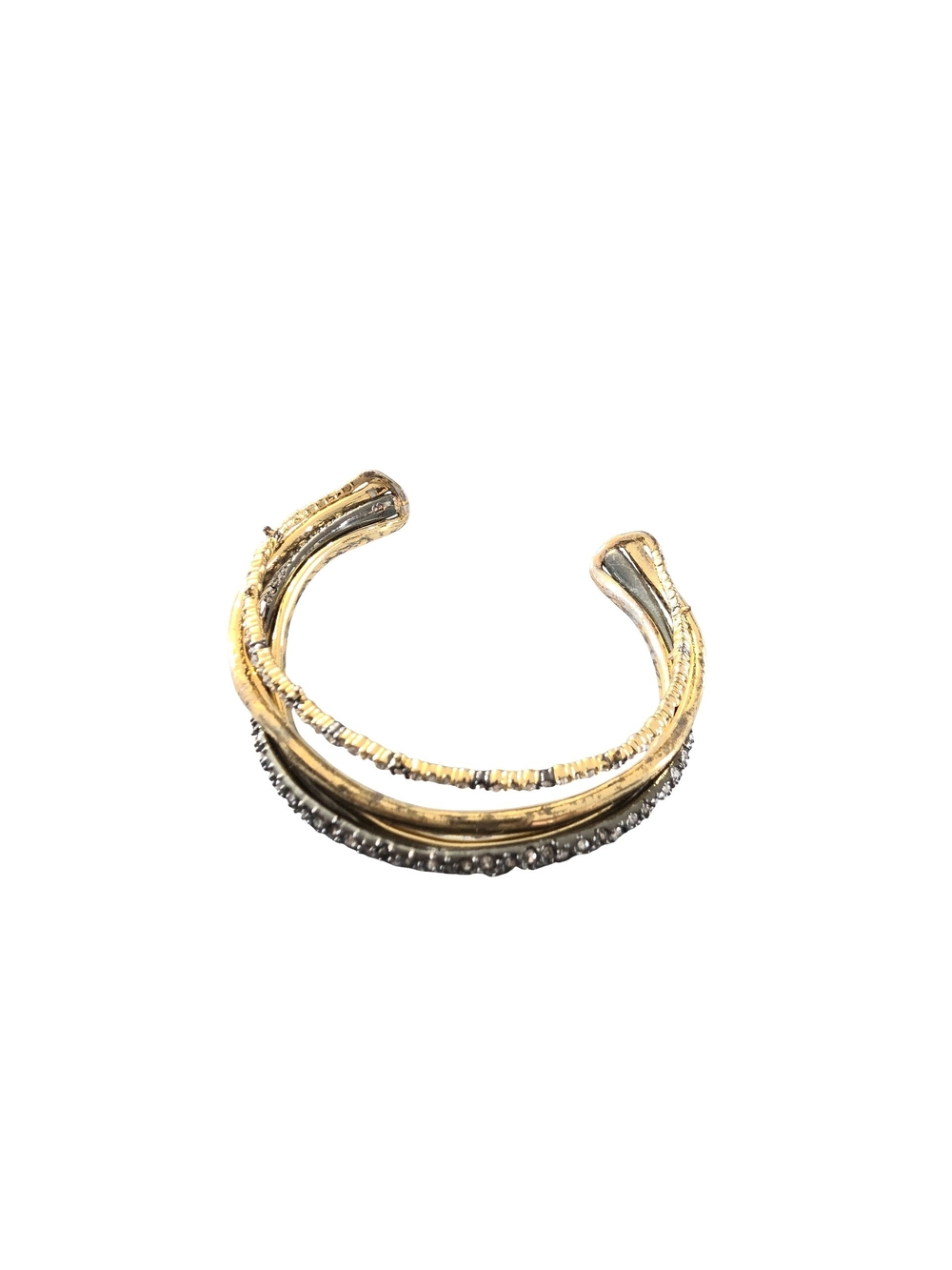 Alexis Bittar Gold and Black Gun Metal Layered Cuff Bracelet